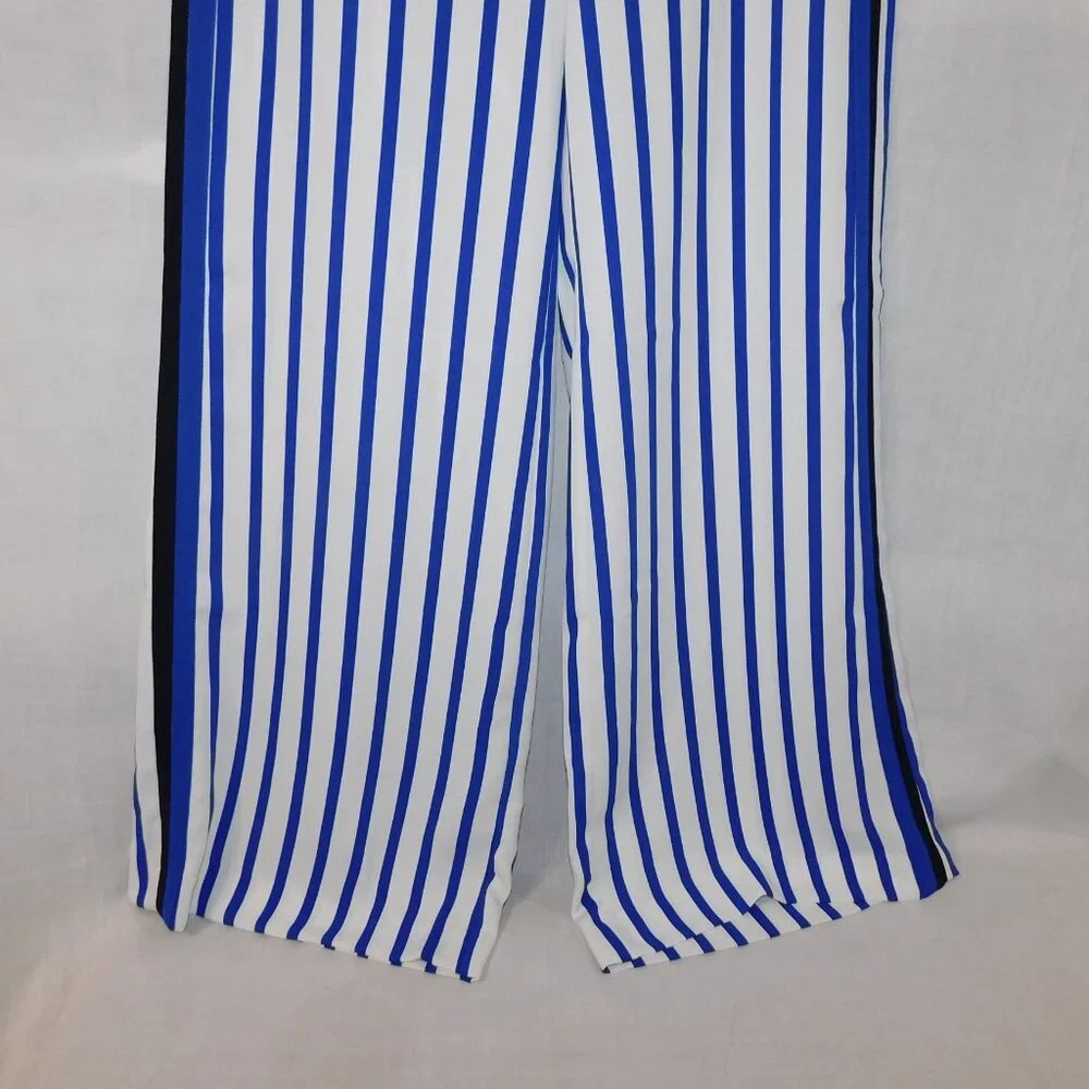 Lauren Ralph Lauren Womens 6 Blue White Striped Wide Leg Pant High Rise - Picture 12 of 16